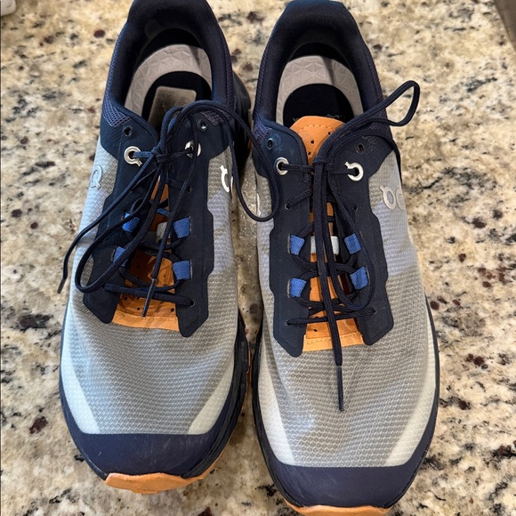 On Running Men’s Trail Shoes - Gray, Orange, Navy - Picture 2 of 4